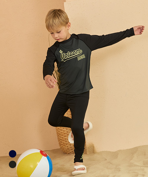 [볼컴키즈] 바시티 래쉬가드 셋업 D5M032_블랙 120